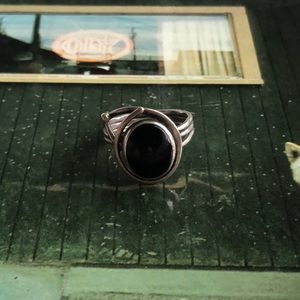 Vintage Black Onyx & Sterling Silver Ring